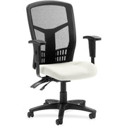 Lorell Executive High-back Mesh Chair, Dillon Snow Vinyl Seat, Black Mesh Back, Steel/Plastic Frame, 5-star Base, 1 Each