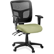 Lorell ErgoMesh Series Managerial Mesh Mid-Back Chair, Dillon Sage Vinyl Seat, Black Mesh Back, 5-Star Base, 1 Each