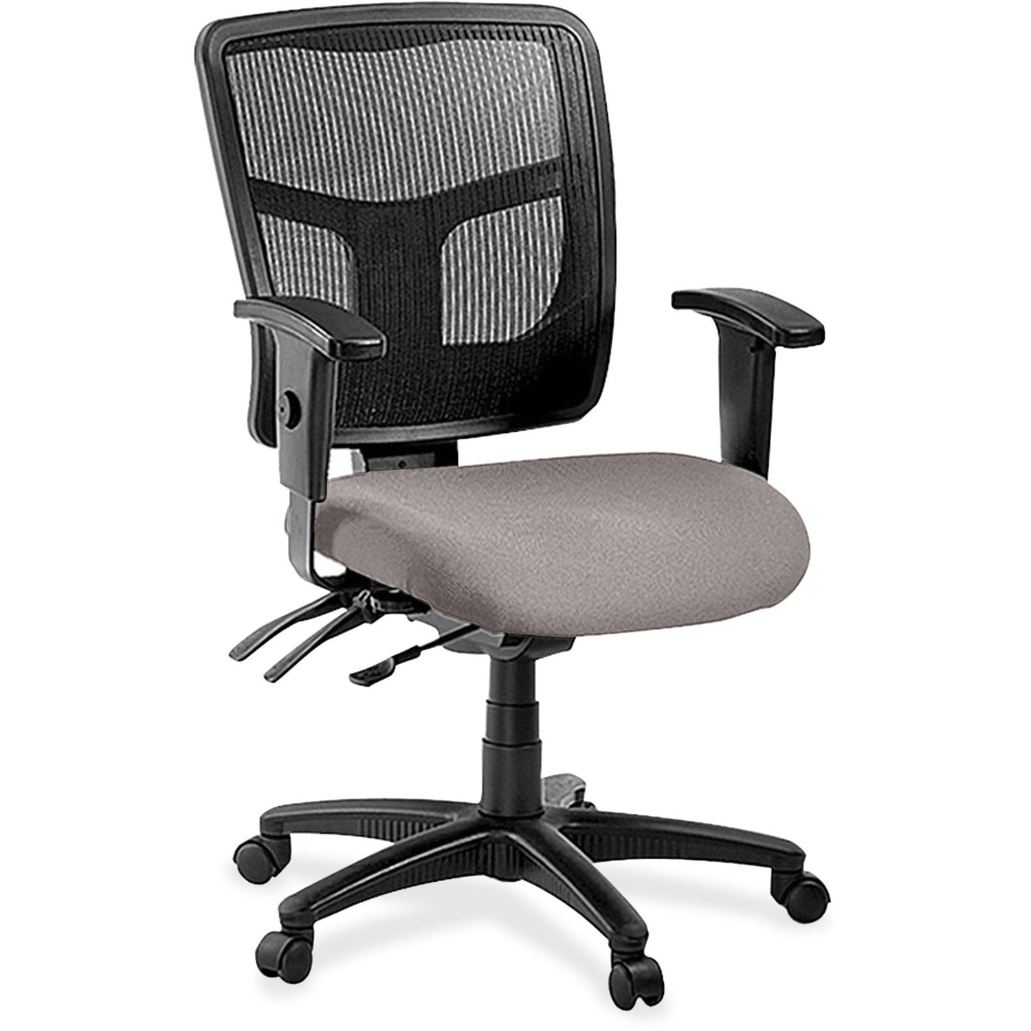 Lorell ErgoMesh Series Managerial Mesh Mid-Back Chair, Castillo Metal Vinyl Seat, Black Mesh Back, 5-Star Base, 1 Each