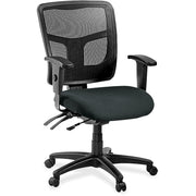 Lorell ErgoMesh Series Managerial Mesh Mid-Back Chair, Dillon Black Vinyl Seat, Black Mesh Back, 5-Star Base, 1 Each