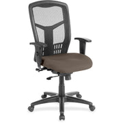 Lorell Executive Mesh High-back Swivel Chair, Dillon Java Vinyl Seat, Black Mesh Back, Adjustable Armrests, Synchro Tilt, 1 Each