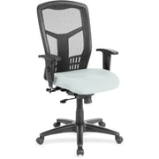 Lorell Executive Mesh High-back Swivel Chair, Castillo Breezy Vinyl Seat, Black Mesh Back, Adjustable Armrests, Synchro Tilt, 1 Each