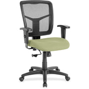 Lorell Ergomesh Managerial Mesh Mid-back Chair, Dillon Sage Vinyl Seat, Black Mesh Back, 5-star Base, 1 Each