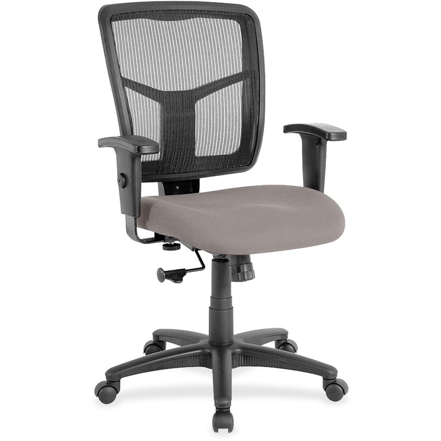 Lorell Ergomesh Managerial Mesh Mid-back Chair, Castillo Metal Vinyl Seat, Black Mesh Back, 5-star Base, 1 Each