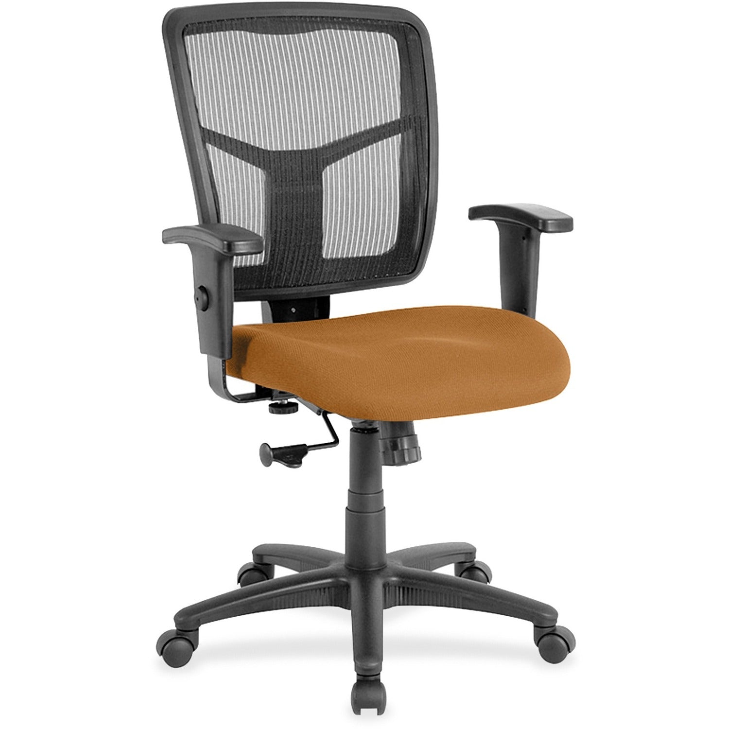 Lorell Ergomesh Managerial Mesh Mid-back Chair, Dillon Fiesta Vinyl Seat, Black Mesh Back, 5-star Nylon Base, 1 Each