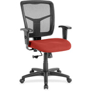 Lorell Ergomesh Managerial Mesh Mid-back Chair, Canyon Red Rock Vinyl Seat, Black Mesh Back, 5-star Base, 1 Each