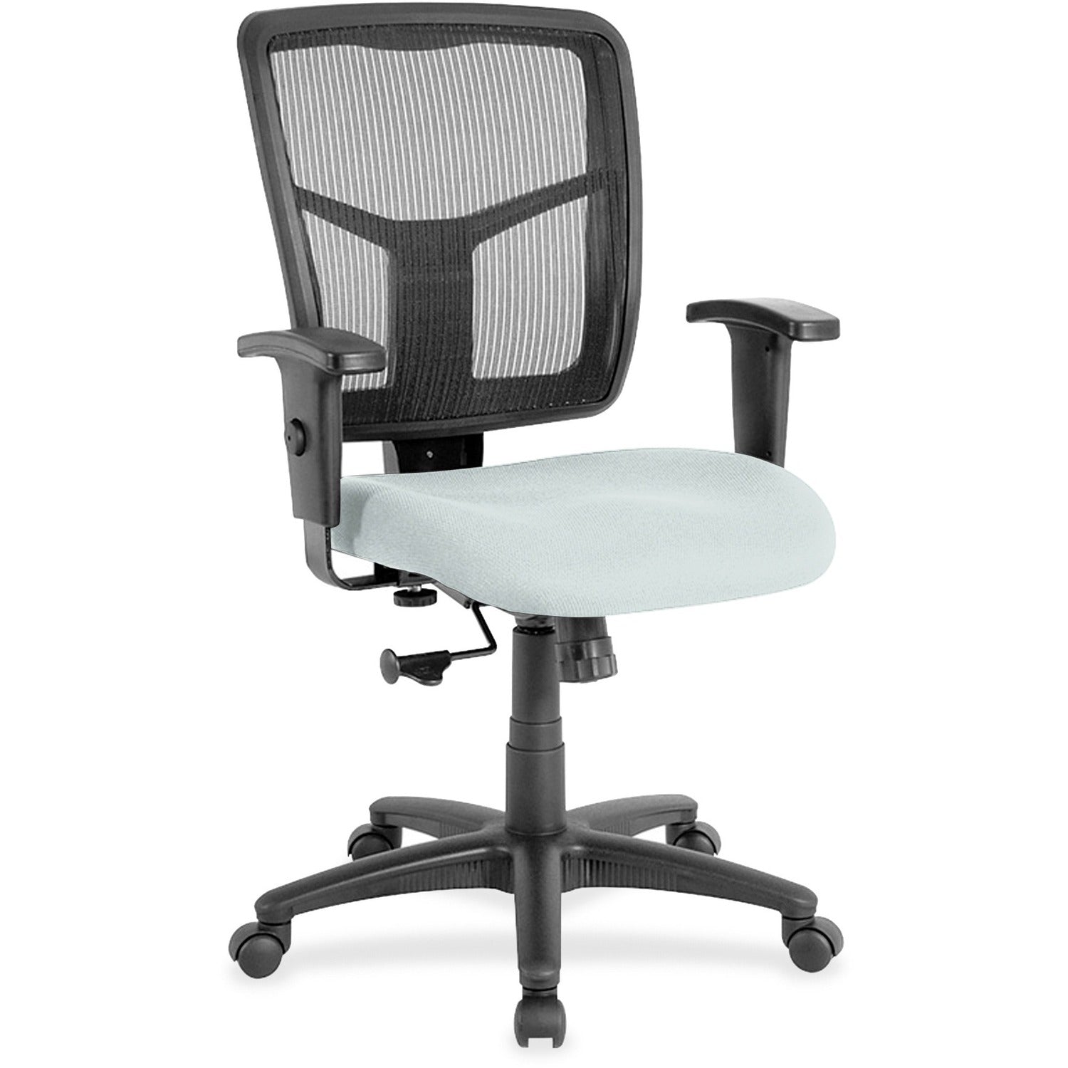Lorell Ergomesh Managerial Mesh Mid-back Chair, Castillo Breezy Vinyl Seat, Black Mesh Back, 5-star Base, 1 Each