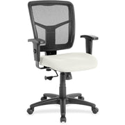 Lorell Ergomesh Managerial Mesh Mid-back Chair, Dillon Snow Vinyl Seat, Black Mesh Back, 5-star Nylon Base, 1 Each