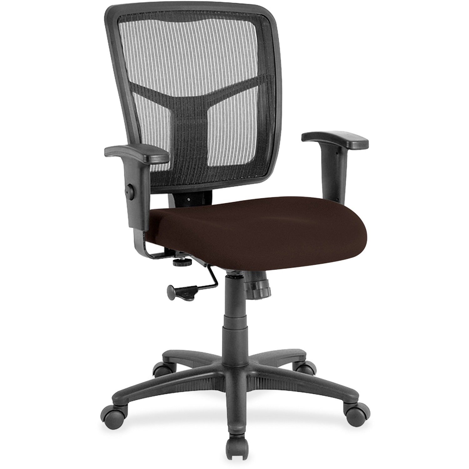 Lorell Ergomesh Managerial Mesh Mid-back Chair, Canyon Nightfall Vinyl Seat, Black Mesh Back, 5-star Base, 1 Each