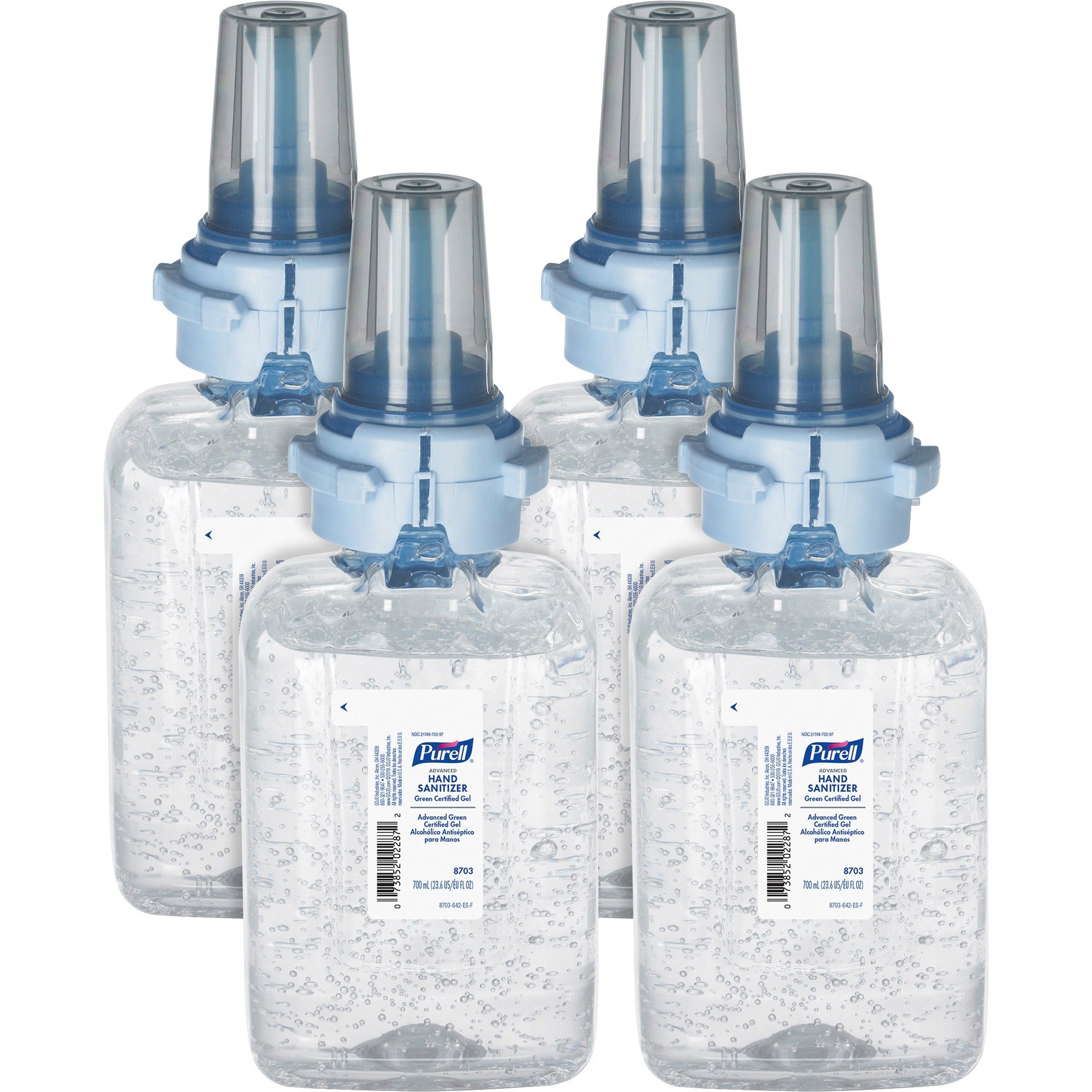 PURELL Hand Sanitizer Gel Refill, Fragrance-Free, 23.67 fl oz, Push Pump, Clear, Bio-based, 4/Carton