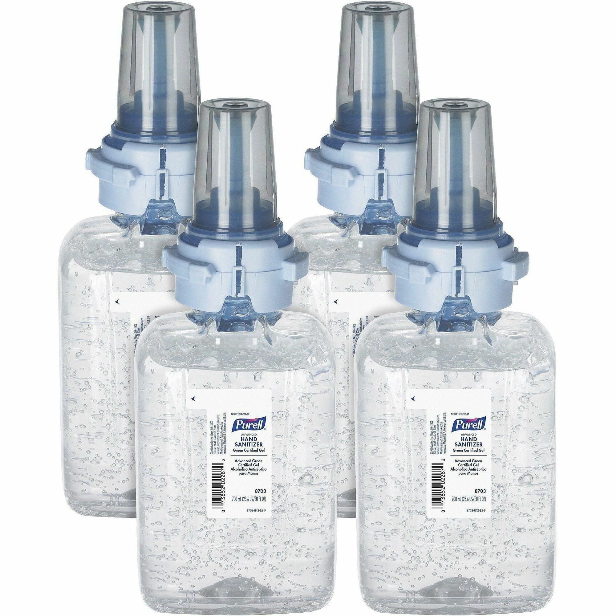 PURELL Hand Sanitizer Gel Refill, Fragrance-Free, 23.67 fl oz, Push Pump, Clear, Bio-based, 4/Carton