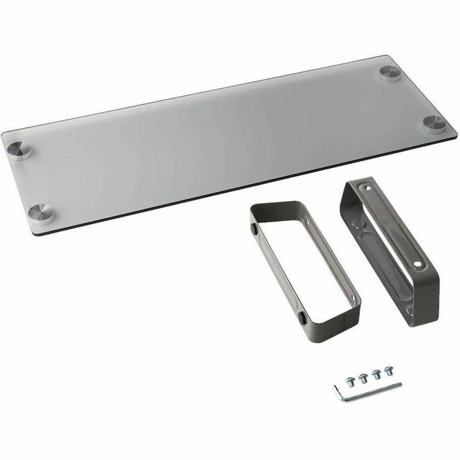 40 lb Load Capacity - 3.15" Height x 22" Width x 8.27" Depth - Desktop - Tempered Glass, Brushed Aluminum