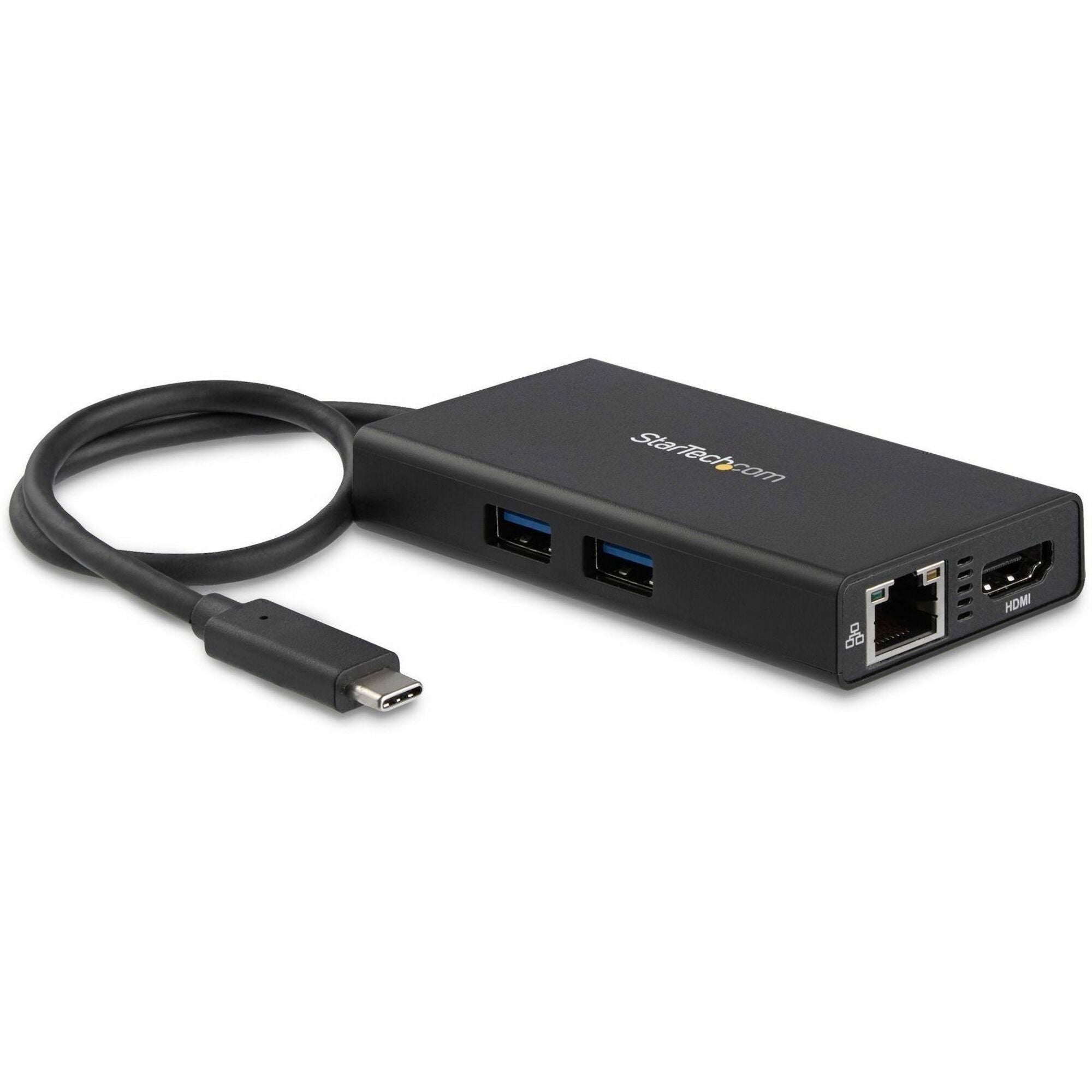 StarTech.com USB-C Docking Station, 1 Each, 60W Power Delivery, 1 HDMI 4K, 2 USB 3.0, 2 USB Type-A, 1 USB Type-C, 1 RJ-45 Gigabit Ethernet, Black, Wired, TAA Compliant