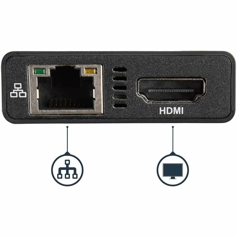 StarTech.com USB-C Docking Station, 1 Each, 60W Power Delivery, 1 HDMI 4K, 2 USB 3.0, 2 USB Type-A, 1 USB Type-C, 1 RJ-45 Gigabit Ethernet, Black, Wired, TAA Compliant