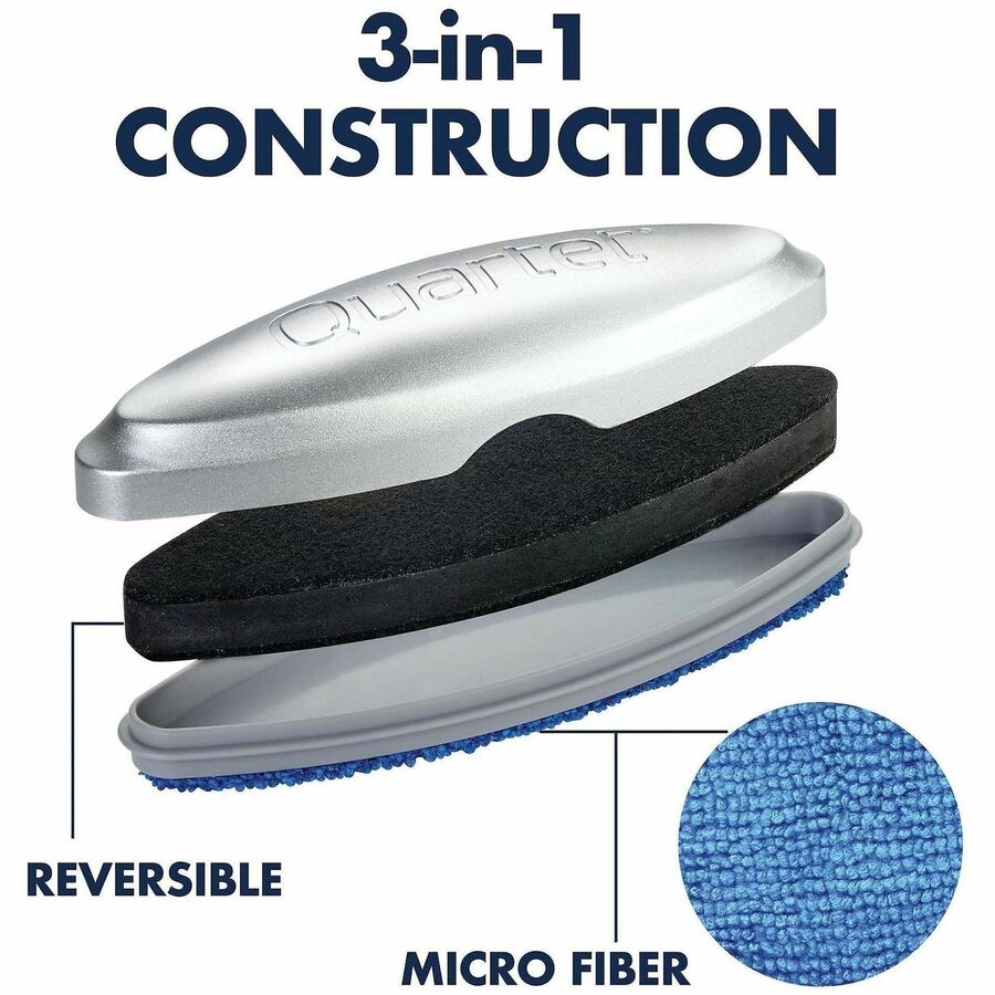2" Width x 6.50" Length - Used as Ink Remover, Residue Remover - Magnetic, Durable, Easy-grip Handle - Silver - Felt, MicroFiber - 1 Each