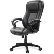 Eurotech Pembroke Mid Back Executive Chair, Black Bonded Leather, High Back, 5-Star Base, Adjustable Seat, Padded Armrest, 1 Each
