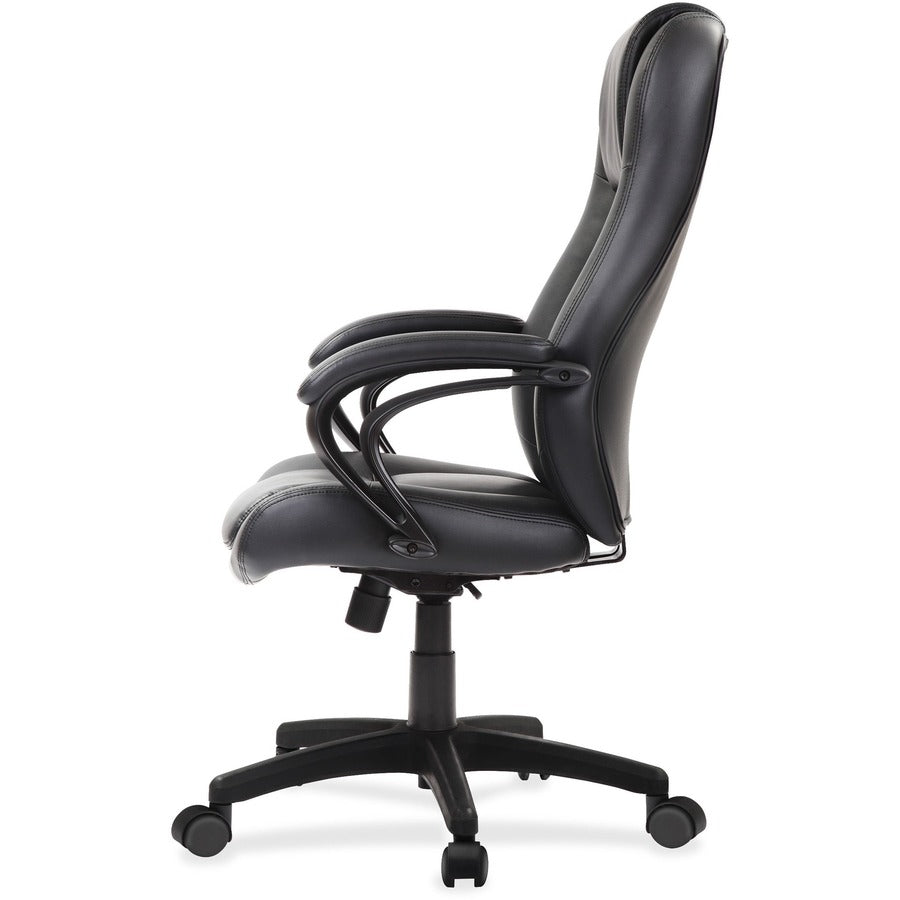 Eurotech Pembroke Mid Back Executive Chair, Black Bonded Leather, High Back, 5-Star Base, Adjustable Seat, Padded Armrest, 1 Each