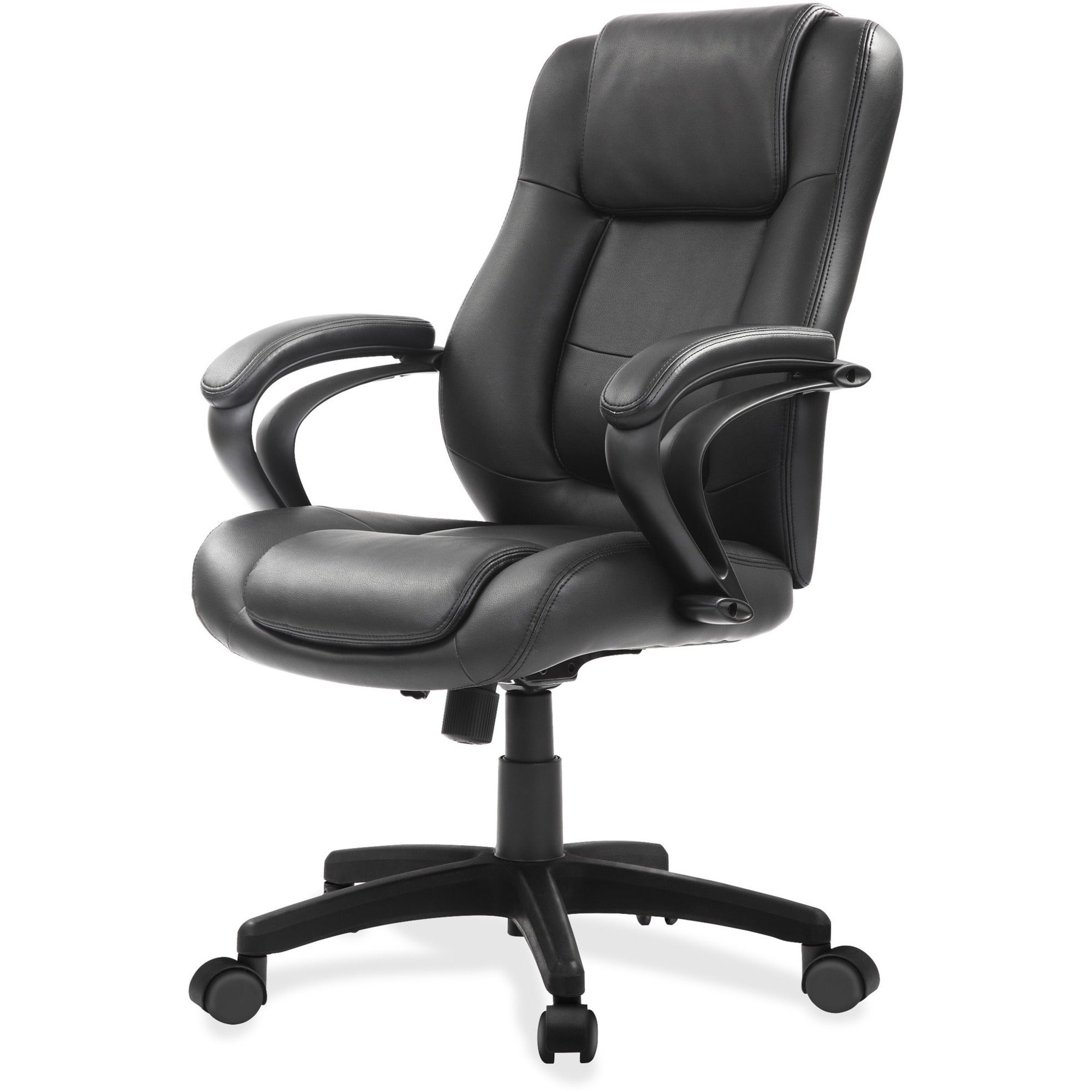Eurotech Pembroke Mid Back Executive Chair, Black Bonded Leather, Low Back, 5-Star Base, 1 Each