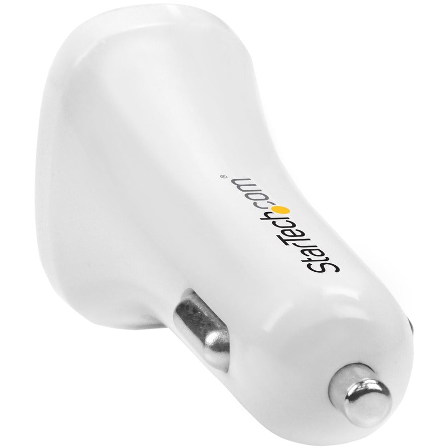 StarTech.com Dual Port USB Car Charger - White - High Power 24W/4.8A - 2 Port USB Car Charger