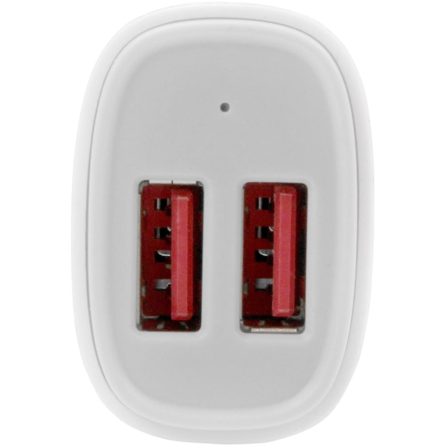 StarTech.com Dual Port USB Car Charger - White - High Power 24W/4.8A - 2 Port USB Car Charger