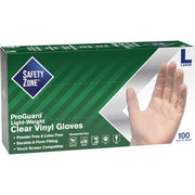 Safety Zone Powder Free Clear Vinyl Gloves, Large, 9.25" Length, Clear, Latex-Free, DEHP-Free, DINP-Free, PFAS-Free, Comfortable, Silicone-Free, 100/Box