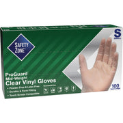 Safety Zone 3 mil Vinyl Gloves, Small, Clear, Latex-free, Silicone-free, Allergen-free, DINP-free, DEHP-free, Powder-free, 100/Box