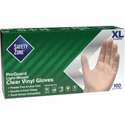 Safety Zone Powder Free Clear Vinyl Gloves, X-Large, 9.25" Length, Clear, Latex-Free, DEHP-Free, DINP-Free, PFAS-Free, Comfortable, Silicone-Free, 100/Box