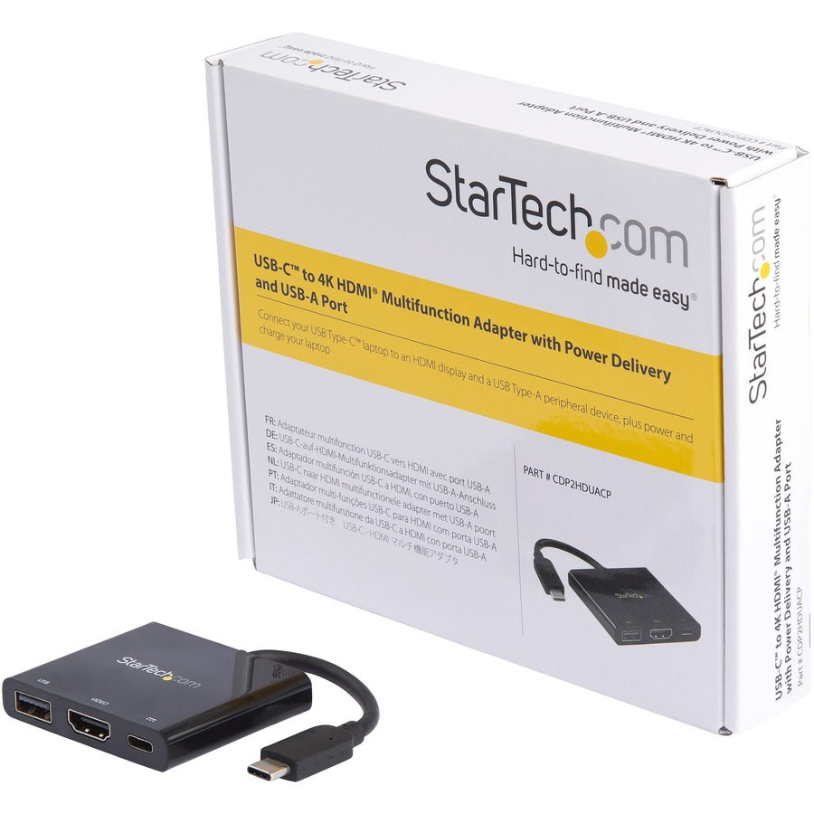 StarTech.com USB-C Docking Station, 1 HDMI Port, 1 USB-A Port, 4K Support, Black, Wired, Windows/macOS Compatible, 1 Each