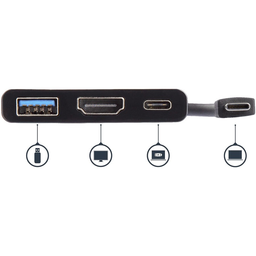 StarTech.com USB-C Docking Station, 1 HDMI Port, 1 USB-A Port, 4K Support, Black, Wired, Windows/macOS Compatible, 1 Each