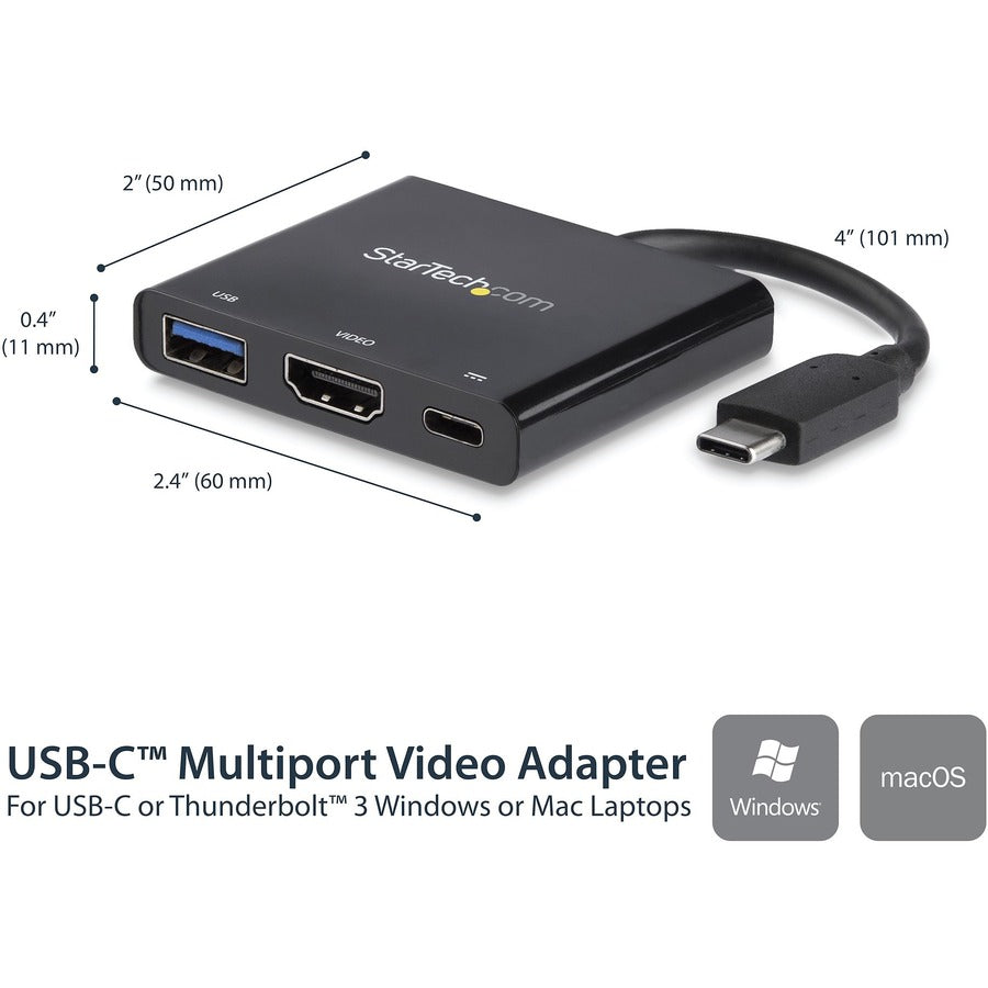 StarTech.com USB-C Docking Station, 1 HDMI Port, 1 USB-A Port, 4K Support, Black, Wired, Windows/macOS Compatible, 1 Each