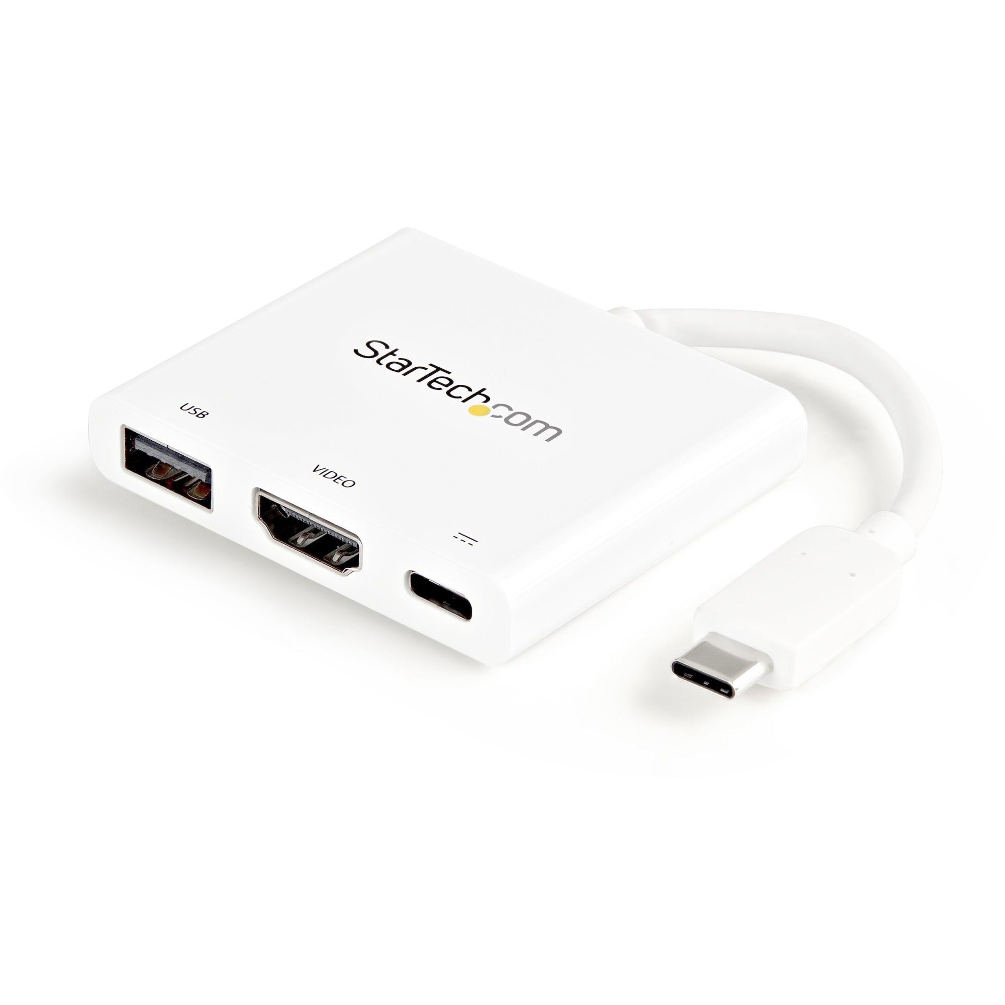 StarTech.com USB-C Docking Station, 1 Each, 60W Power Delivery, 1 x HDMI 4K, 1 x USB Type-A, 1 x USB Type-C, White, Wired, Supports 1 Display, Compatible with Windows and macOS