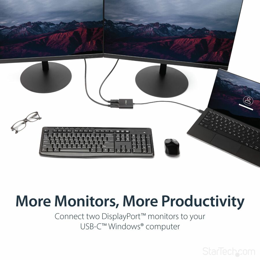 StarTech.com USB-C to DisplayPort Multi-Monitor Splitter - 2-Port MST Hub