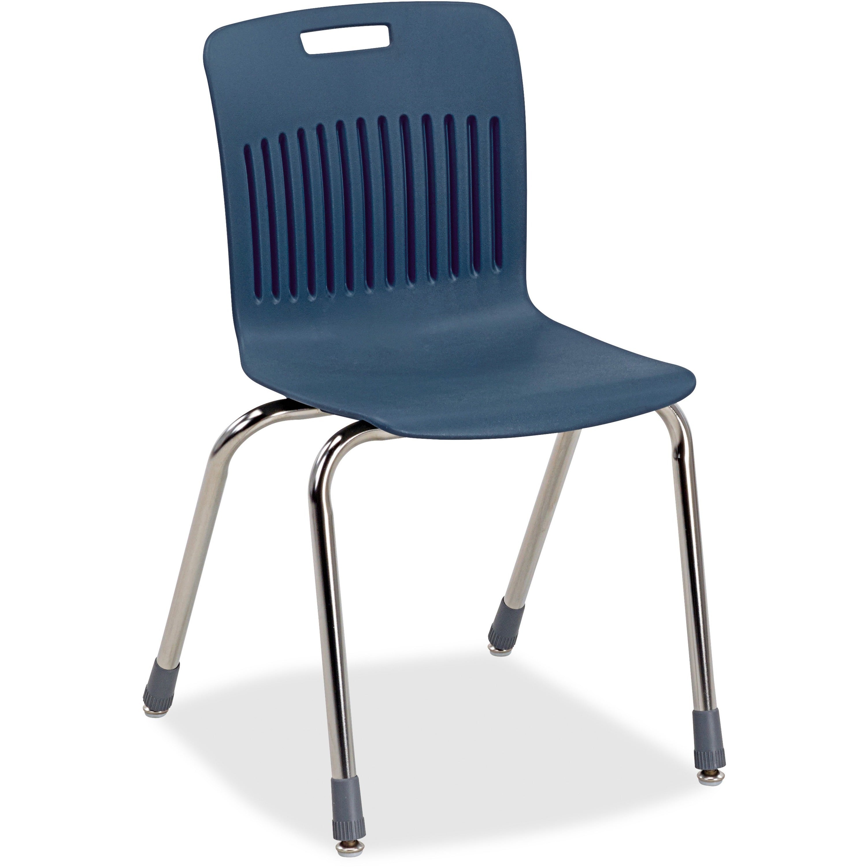 Virco Analogy Series Stacking Chairs, Navy Blue Plastic Seat & Back, Chrome Four-Legged Base, 18.5" Seat Height, 4 Chairs per Carton
