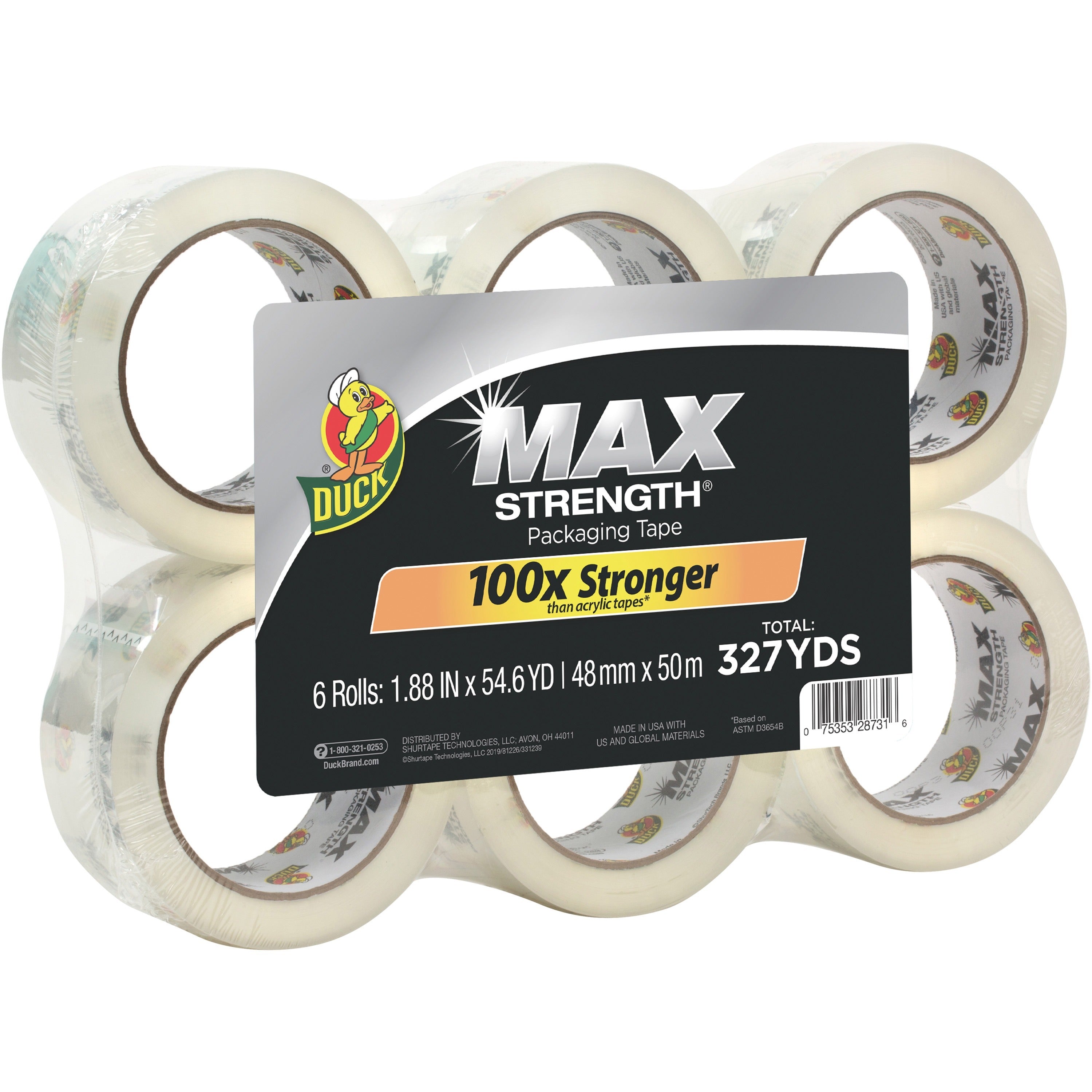 54.60 yd Length x 1.88" Width x 3.1 mil Thickness - Clear - 6 / Pack
