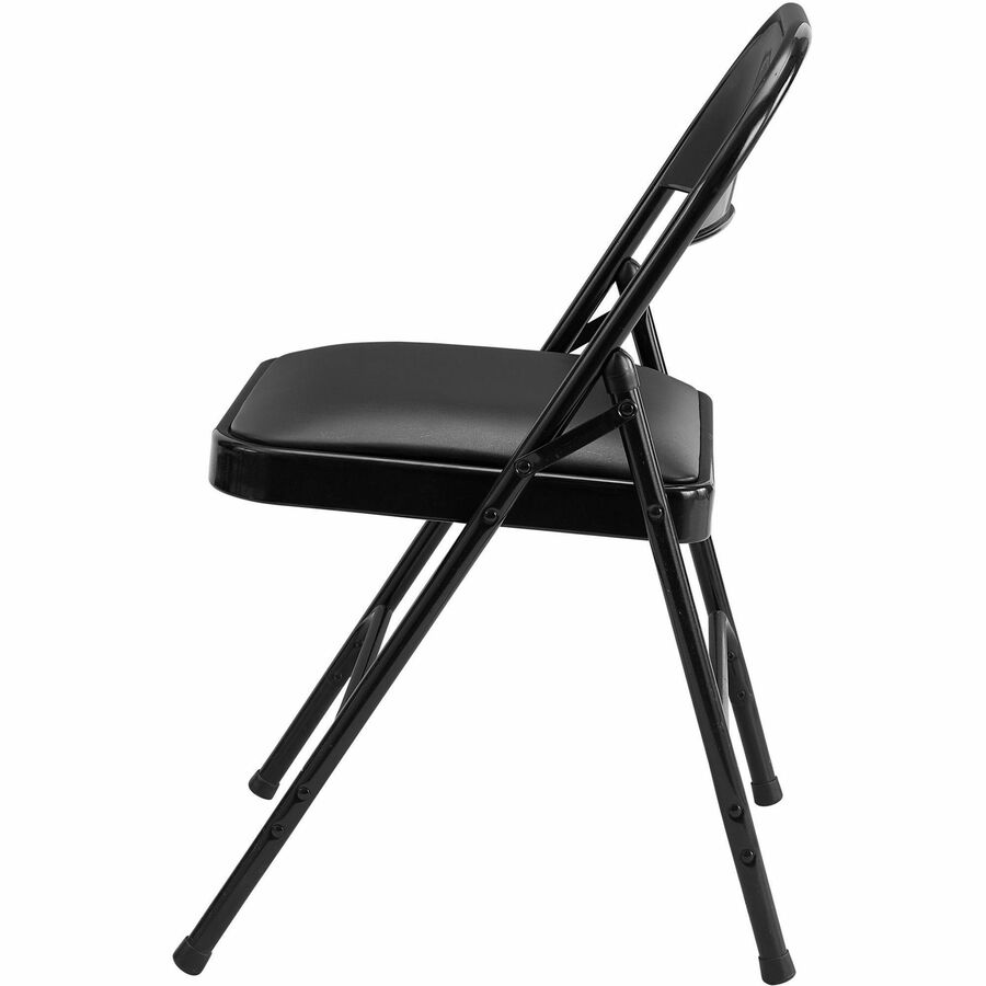 Lorell Padded Seat Folding Chairs, Vinyl Seat, Powder Coated Steel Frame, 4 Chairs per Carton