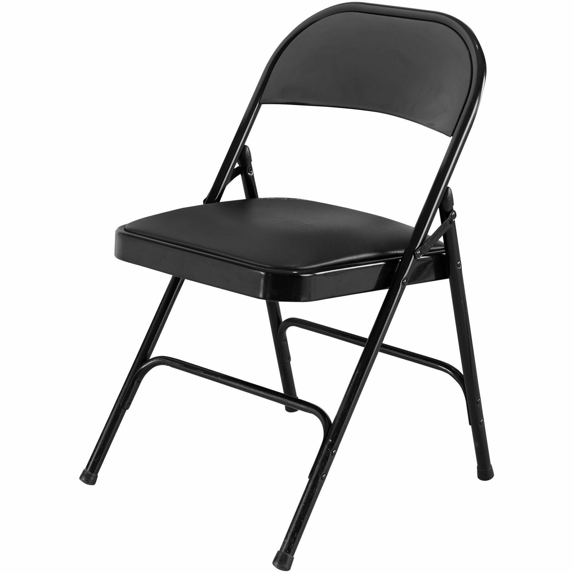 Lorell Padded Seat Folding Chairs, Vinyl Seat, Powder Coated Steel Frame, 4 Chairs per Carton