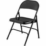 Lorell Folding Chairs, Steel Frame, Powder Coated, Black, 4 per Carton