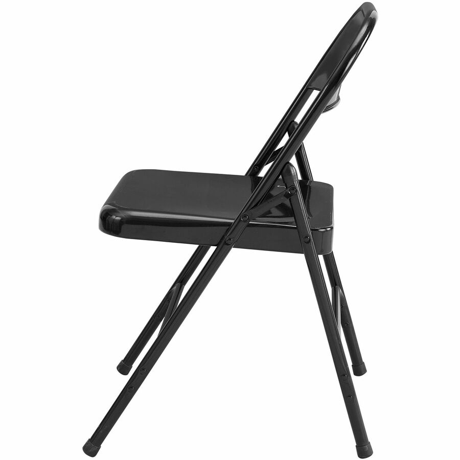 Lorell Folding Chairs, Steel Frame, Powder Coated, Black, 4 per Carton