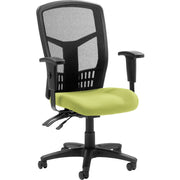 Lorell Executive High-back Mesh Chair, Dillon Apple Green Vinyl Seat, Black Mesh Back, Adjustable Arms, 5-star Base, 1 Each
