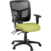 Lorell ErgoMesh Series Managerial Mesh Mid-Back Chair, Dillon Apple Green Vinyl Seat, Black Mesh Back, Black Frame, 5-Star Base, Adjustable Arms, 1 Each