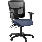 Lorell ErgoMesh Series Managerial Mesh Mid-Back Chair, Dillon Ocean Vinyl Seat, Black Mesh Back, Adjustable Arms, 5-Star Nylon Base, 1 Each