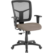 Lorell Ergomesh Managerial Mesh Mid-back Chair, Dillon Stratus Vinyl Seat, Black Mesh Back, Black Frame, 5-star Base, Brown, 1 Each
