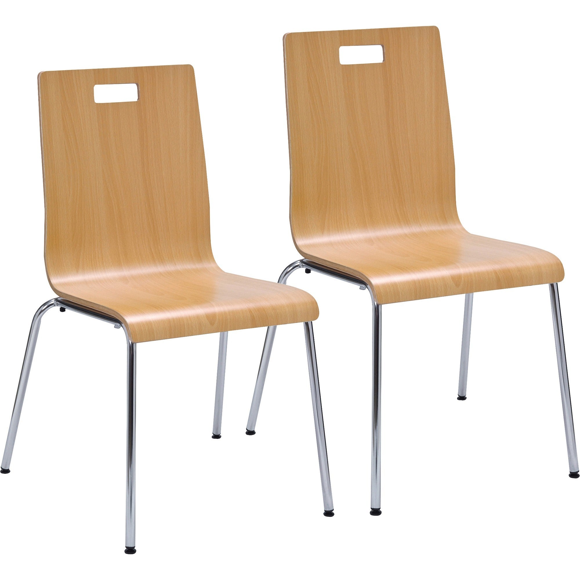 Lorell Bentwood Cafe Chairs, Steel Frame, Natural Plywood, Bentwood, 2 per Carton