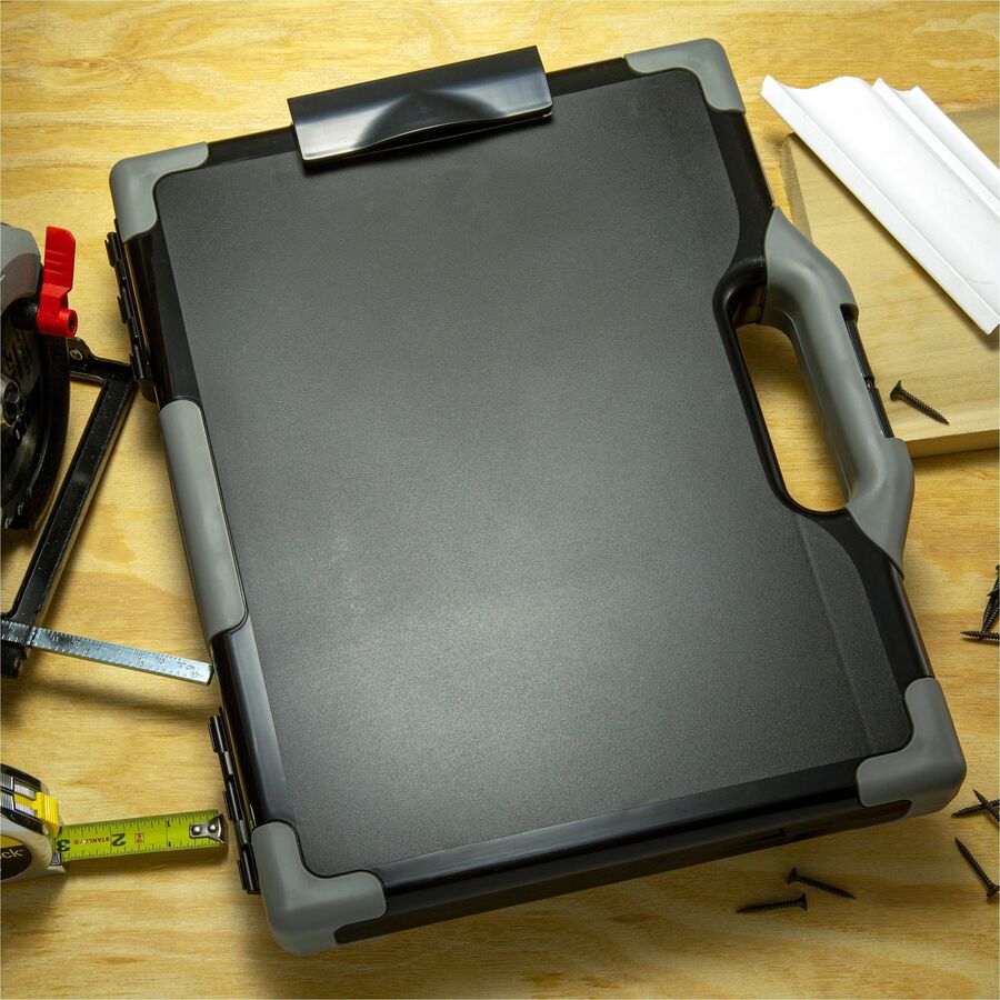 Officemate Carry-All Clipboard Storage Box, Black/Gray, Fits 8.5" x 11" and 8.5" x 14" Sheets, 1 Each