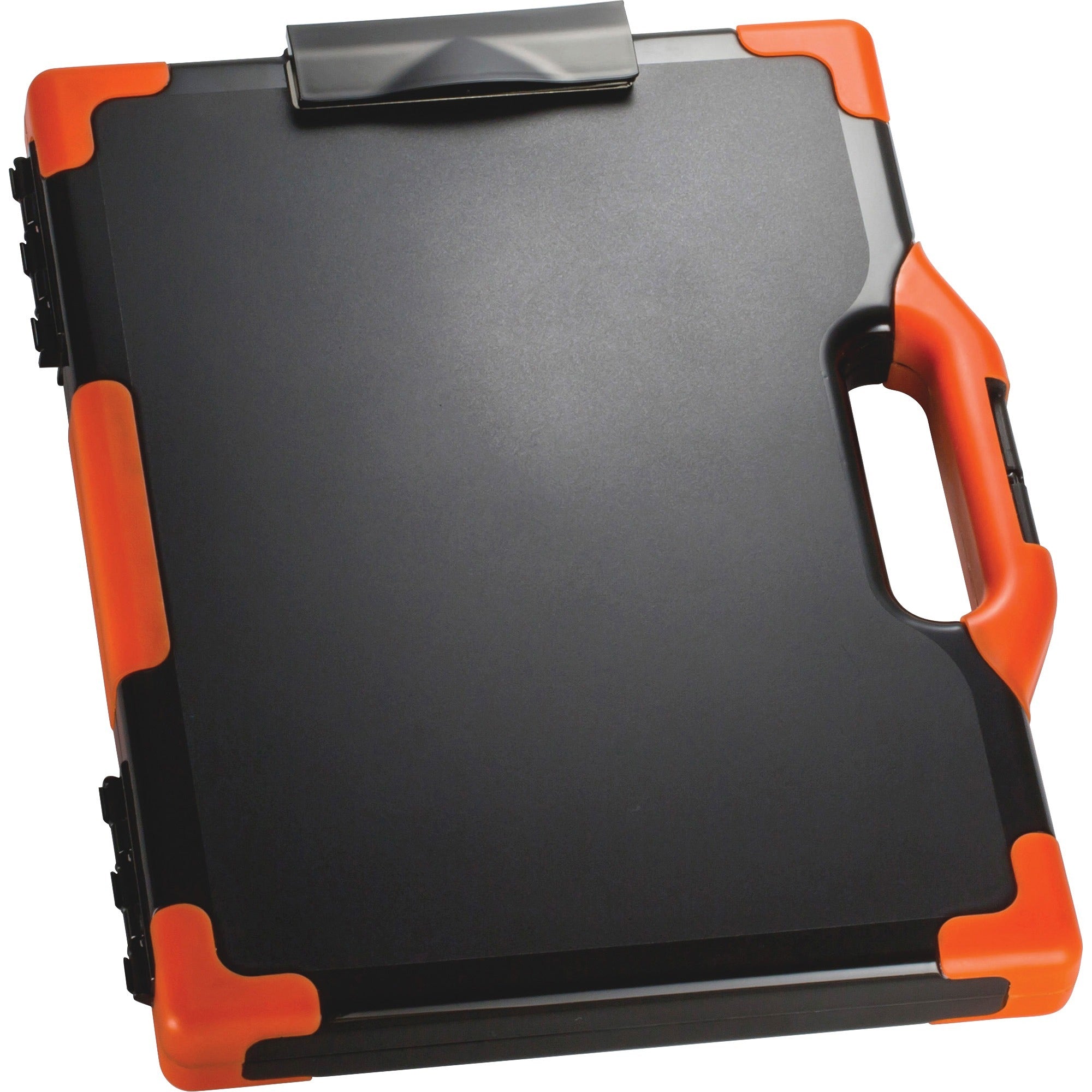 Officemate Carry-All Clipboard Storage Box, Black/Orange, Holds 8.5" x 11" and 8.5" x 14" Sheets, 1 Each