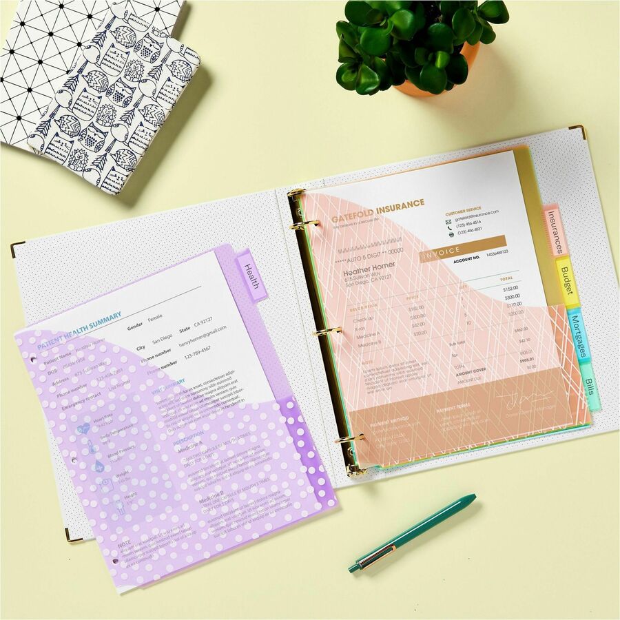 Avery&reg; Big Tab Plastic Dividers with Pockets, 5-Tab (07714