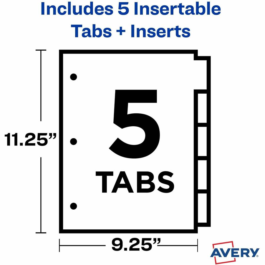 Avery&reg; Big Tab Plastic Dividers with Pockets, 5-Tab (07714