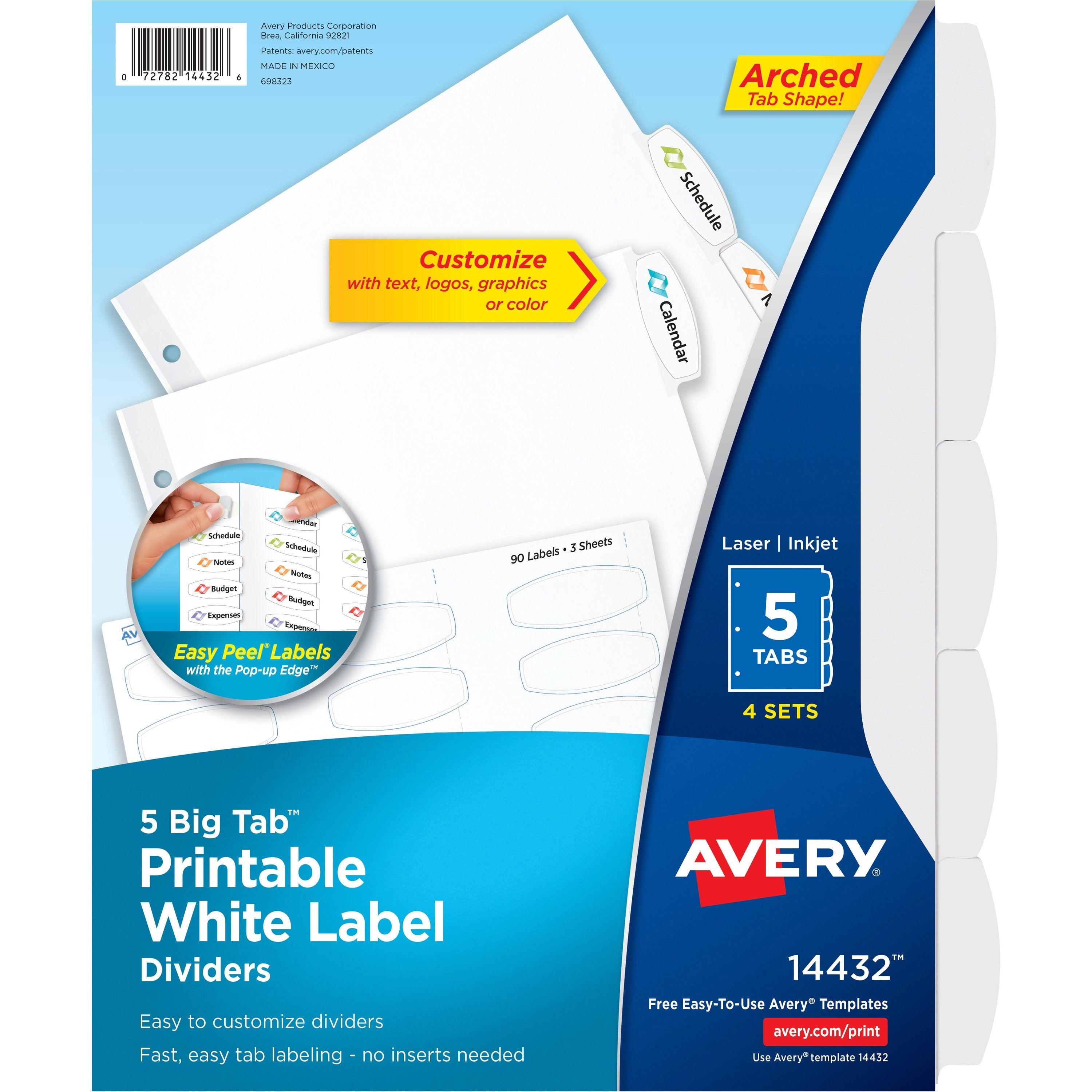 20 x Divider(s) - 5 - 5 Tab(s)/Set - 8.5" Divider Width x 11" Divider Length - 3 Hole Punched - White Paper Divider - White Paper Tab(s) - 20% Recycled - 1 Pack