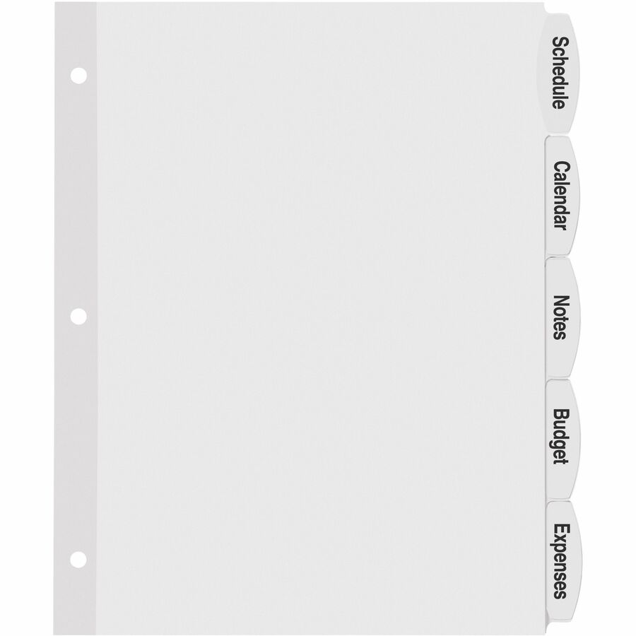 Avery Big Tab Printable White Label Dividers, 5 Tabs/Set, 20 Sets (100 Dividers), 8.5" x 11", White, 3-Hole Punched, Paper, Printable, Writable, Reinforced Holes, Easy Peel