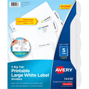 20 x Divider(s) - 5 - 5 Tab(s)/Set - 8.5" Divider Width x 11" Divider Length - 3 Hole Punched - White Paper Divider - White Paper Tab(s) - 20% Recycled - 4 / Pack